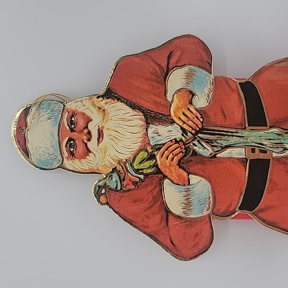 Vintage Merrimack Santa Claus Gift Bag Red Gold Edge - Picture 2 of 5
